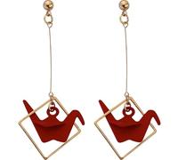 ibasenice Pendientes Colgantes para Mujer Diseño de Grulla de Papel Rojo, Ligeros y Creativos, Joyería de Moda para Fiesta y Uso Diario, Tamaño Pequeño y Llamativo