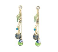 ibasenice Pendientes De Concha y Caracola Largos De Plata 925 Cristal, Joyas Creativas Para Mujer, Accesorios De Moda Para Verano y Playa, Diseño Elegante y Ligero