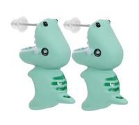 ibasenice Pendientes de Dinosaurio Divertidos para Mujer, Pendientes de Oreja de Animal en Resina Verde, Accesorios de Joyería Creativos para Uso Diario y Fiestas, Tamaño Pequeño