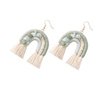 ibasenice Pendientes De Flecos Bohemios Colgantes, Algodón Trenzado, Colores Arcoíris, Mujer, Fiestas y Vida Diaria, Diseño Retro Xl