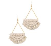 ibasenice Pendientes de Moda Tejidos Forma de Abanico Pendientes Decorativos Bohemios Blancos Ligeros y Seguros para Playa Fiestas y Uso Diario