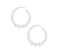 ibasenice Pendientes de Perla Elegantes para Mujer Aro Geométrico Grande Ligeros y Cómodos Joyería de Moda para Regalo Uso Diario y Evento