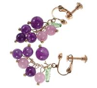 ibasenice Pendientes de Uva de Cristal Colgantes de Clip sin Perforación Bonitos Accesorios de Joyería Forma Parra y Fruta para Mujer