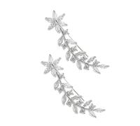 ibasenice Pendientes Trepadores de Oreja para Mujer con Diseño de Flores y Hojas, de Cobre en Color Plata, Cómodos y Fáciles de Insertar para Uso Diario
