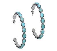 ibasenice Pendientes Vintage Forma De c Turquesa, Pendientes Bohemios De Metal, Grandes Aros Redondos Para Mujer, Estilo Occidental, Uso Diario y Fiestas, Diseño Retro, Color Verde Turquesa