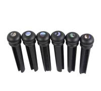 ibasenice Pin De Puente De Guitarra De Ébano Negro Con Incrustación De Puntos De Nácar, 6 Piezas Para Cuerdas, Compatible Con Guitarras Folk De 40-42 Pulgadas, Repuesto Para Partes De Puente