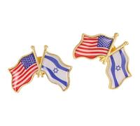 ibasenice Pines de Solapa Doble Bandera de Estados Unidos E Israel, Broches de Metal Esmaltado Resistentes Decoloración, 2 Piezas Pequeñas para Ropa, Chaquetas y Accesorios de Recuerdo