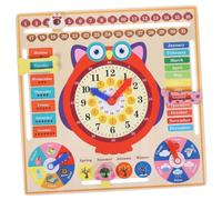 ibasenice Placa De Reloj De Búho De Madera Reloj Didáctico De Aprendizaje para Enseñar La Hora Juguete Educativo para Reconocer Estaciones del Año