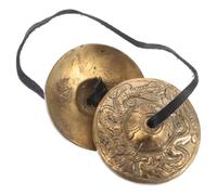 ibasenice Platillos de Dedo de Cobre Pequeños Banda Elástica, Par de Platillos de Mano para Instrumentos Musicales Étnicos, Ritual Tibetano y Danza, Percusión Manual para Niños y Yoga