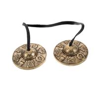 ibasenice Platillos Tingsha de Meditación de Latón, Campanas para Relajación y Terapia de Sonido, Instrumento Étnico Ritual Vajrayana, Accesorios Auténticos para Yoga y Mindfulness (par