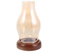 ibasenice Portavelas de Cristal con Base de Madera, Farol Decorativo Tipo, Soporte para Velas de Mesa Estilo rústico, Dorado.