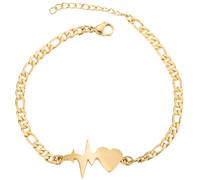 ibasenice Pulsera Ajustable de Acero de Titanio Diseño de Latidos del Corazón en Forma de Corazón Dorado para Chicas Adolescentes en Vida Diaria y Bodas