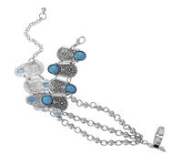 ibasenice Pulsera de Anillo de Mano Boho Vintage Turquesa, Pulsera Ajustable de Dijes Étnicos para Mujer, Joyería de Moda para Festival y Uso Diario, Accesorio Cultural Integrado Azul