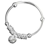 ibasenice Pulsera De Cascabel Para Niños, Brazalete De Moda Vintage, De Cobre Baño De Plata, Accesorio Creativo Para Ñiño, Obsequio De Cumpleaños, Tamaño Único