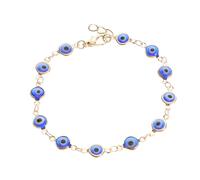 ibasenice Pulsera de Ojo Turco Azul Ajustable para Mujer Amuleto Protector contra Mal de Ojo Joyería de Hilo Dorado para Buena Suerte Tobillera Versátil para Uso Diario