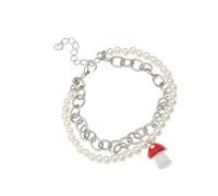 ibasenice Pulsera de Perlas para Mujer Diseño de Hongo, Aleación y Plástico, Cómoda y Segura, Adecuado para Obsequio Día Madre o Día del Niño
