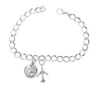 ibasenice Pulsera de Viaje para Amantes Viajes Diseño Ajustable en Aleación de Zinc Color Plata, Práctica Significado Conmemorativo para Hombres y Mujeres
