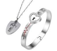 ibasenice Pulsera Proyección Te Amo en 100 Idiomas, Brazalete de Acero Inoxidable Concéntrico Color Acero, Juego de 2 Piezas para Obsequio de San Valentín y Cumpleaños