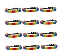 ibasenice Pulseras Amistad Ajustables 12 Piezas de Hilo Trenzado Arcoíris para Parejas Lgbt Pulsera de Cuerda de Nailon Segura y Cómoda Accesorios Día del Orgullo y Uso Diario