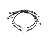 ibasenice Pulseras para Amantes Tejidas a Mano de Acero Inoxidable y Cuerda Encerada Ajustables para Parejas 2 Piezas Pulsera Elegante de Cuerda Negra para Obsequio y Uso Diario