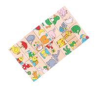 ibasenice Puzzle de Madera Domino Infantil Juguete Educativo Montessori con Diseño de Animales Coloridos Seguro y Apto para Niñas de Encaje para Desarrollo Temprano y Reconocimiento de