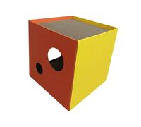 ibasenice Rascador Vertical para Gatos Sisal Resistente, Tamaño 32x32x32 Cm, Color Naranja Amarillo, Casa Cúbica para Gatos de Interior, Juego y Descanso para Gatitos