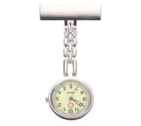 ibasenice Reloj de Bolsillo Clip Seguro de Cuarzo Luminoso de Enfermera Plateado para Esfera Grande Nocturno Estudiantes Uso Médico