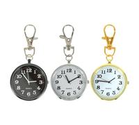 ibasenice Reloj de Bolsillo Colgante Llavero para Enfermeros y Ancianos, Aleación de Zinc, Fácil de Colgar, Gran Esfera Clara, Paquete de 3 Piezas