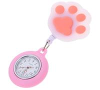 ibasenice Reloj de Médico Clip Luminoso Reloj de Bolsillo de Médico Diseño de Pata de Gato Rosa Cuarzo Preciso Práctico para Enfermeras y Estudiantes Entornos