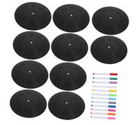 ibasenice Retro Vinyl Record Wall Decor - Blank Records with Marker - Plastic 12" Wall Display for Home Studio, DIY Art Projects, Party Decor