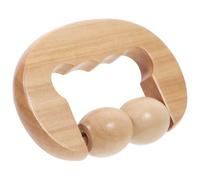 ibasenice Rodillo Masajeador de Madera para Espalda y Cuello, Masajeador Corporal de Mano D Tipo, Herramienta Portátil para Puntos de Acupuntura y Masaje Facial, 1 Pieza Natural