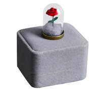 ibasenice Rosa Preservada con Cúpula de Vidrio y Base de Terciopelo Decoración Floral Eterna para Escritorio Obsequio Romántico para San Valentín Aniversario o Cumpleaños