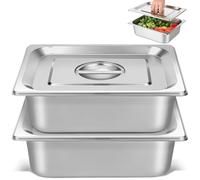 ibasenice Sartén de Acero Inoxidable para Catering con Tapa, Tamaño 1/1, Resistente y Confiable, Adecuado para Eventos Grandes y Buffet de Restaurante