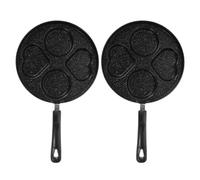 ibasenice Sartén para huevos de 2 piezas con forma de corazón redondo y capacidad para 4 tazas - Sartén antiadherente - de hierro saludable para tortillas, huevos fritos, panqueques y desayunos -