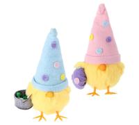 ibasenice Set de 2 Pollitos de Pascua de Peluche Suaves, 16 Cm, Colores Rosa y Azul Claro, Adornos para Manualidades y Decoración de Mesa en Fiestas de Pascua