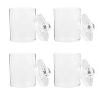 ibasenice Set de 4 Organizadores de Plástico con Tapa para Baño, Soporte para Bolas y Discos de Algodón, Gran Capacidad y Diseño Resistente para Tocador