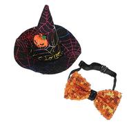ibasenice Sombrero De Mago para Mascotas Disfraz De Halloween para Mascotas Conjunto De Gorro Pajarita Accesorios De Halloween Pequeño para Gatos y Perros