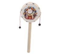 ibasenice Sonajero De Gato Suerte Madera Portátil Juguete Musical Para Niño Diseño De Dibujos Animados Tambor Chino Campana Para Agitar y Divertir