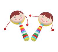 ibasenice Sonajero De Madera Pequeño Dibujos Animados Para Bebés, 2 Piezas, Color Marrón, Juguete De Mano Educativo Para Desarrollo Psicomotor y Coordinación Mano-ojo