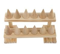 ibasenice Soporte Decorativo para Anillos de Madera Maciza Expositor de Anillos de Dos Niveles Capacidad para 12 Piezas Organizador Funcional para Joyería el Hogar y Vitrinas