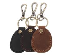 ibasenice Tarjetero Llavero Vintage PU Hecho a Mano para Mujer, Funda para Tarjeta De Acceso y Llaves, Soporte Pequeño Multiusos para Oficina, Barrio y Uso Diario, Set 3 Piezas Negro, Marrón, Café