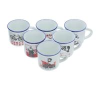 ibasenice Tazas de Esmalte Diseño Clásico Retro Vintage Set de 6 Aislamiento Térmico Mango Antideslizante Varios estilos para Uso Diario Hogar Varios estilos