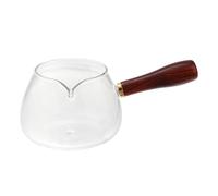 ibasenice Tetera de Vidrio para Preparación de Té de Hierbas y Derretir Mantequilla con Mango de Madera de 350ml Adecuado para Servicio de Té en Casa