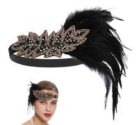 ibasenice Tocado de 1920 Estilo Flapper para Mujer Cristales y Poliéster, Diadema Vintage Navy que Parece Natural y No se Cae, Adecuado para Bailes y Fiestas