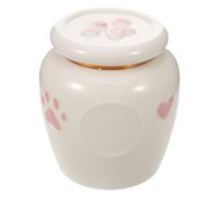 ibasenice Urna para Mascotas Pequeñas de Cerámica 600 Ml con Diseño de Huellas y Corazones, Caja de Recuerdo para Cenizas de Perros y Gatos, Contenedor Sellado contra Humedad