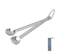 iBasingo 220mm Cuchara De Mango Largo De Titanio Spork Con Cuenco Pulido Cuchara De Sopa Para Acampar Al Aire Libre Con Mango Recto Utensilios De Cocina Para Picnic Ti1511I