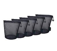 iBasingo Bolso de Malla Negro Saco de Nylon Bolsa de Red Duradera con Cordón Pequeño Saco de Viaje Bolsa de Malla de Almacenamiento Ditty para Cosméticos Geles de Ducha Olla Bola Herramientas 5 pcs