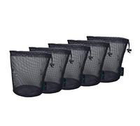 iBasingo Bolso de Malla Negro Saco de Nylon Bolsa de Red Duradera con Cordón Pequeño Saco de Viaje Bolsa de Malla de Almacenamiento Ditty para Cosméticos Geles de Ducha Olla Bola Herramientas 5 pcs