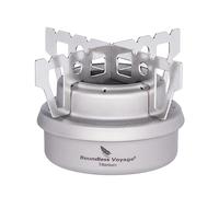 iBasingo Calentador de alcohol de titanio, mini quemador con soporte, estufa portátil de camping, estufa ultraligera de bolsillo con soporte para picnic, senderismo, al aire libre, interior, jardín