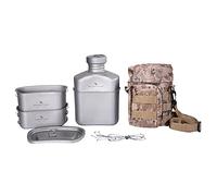 iBasingo Juego De Tazas De Cantina Militar De Matraz De Titanio Botella De Agua Tipo RiñóN De 1100 Ml Juego De Hervidor De Agua Para Exteriores Utensilios De Cocina Para Acampar Con Bolsa De Camuflaje